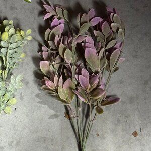 18 piece Purple & Green colored faux greenery stems